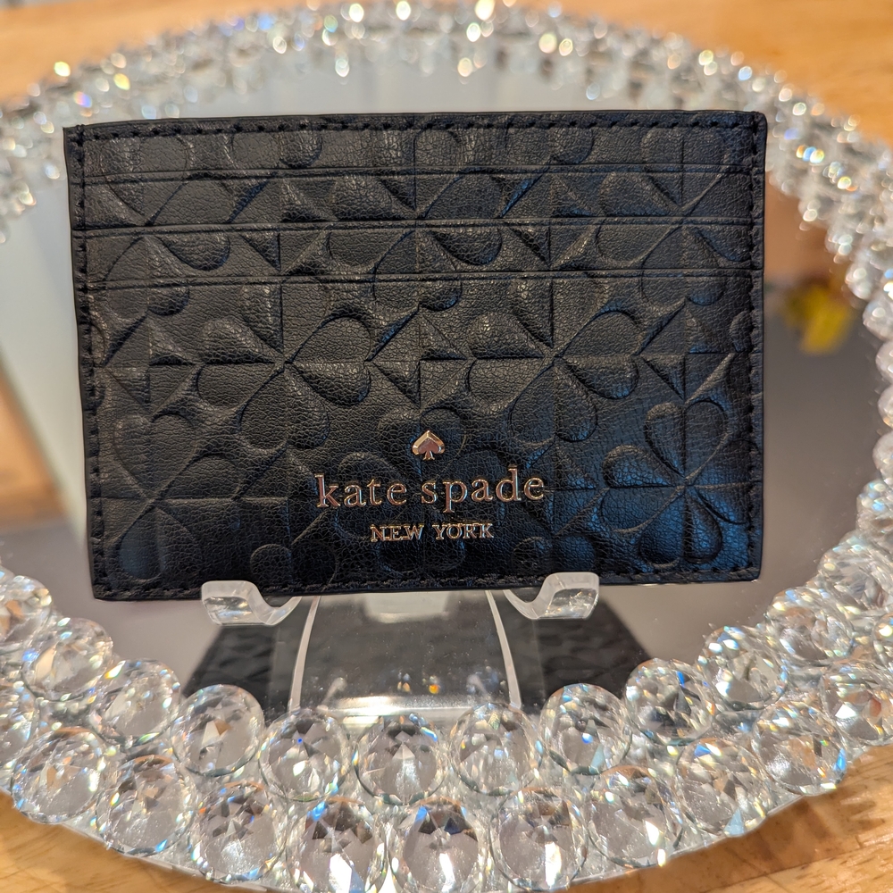 Kate Spade Hollie Spade Clover Geo Embossed Slim Card Holder NWOT